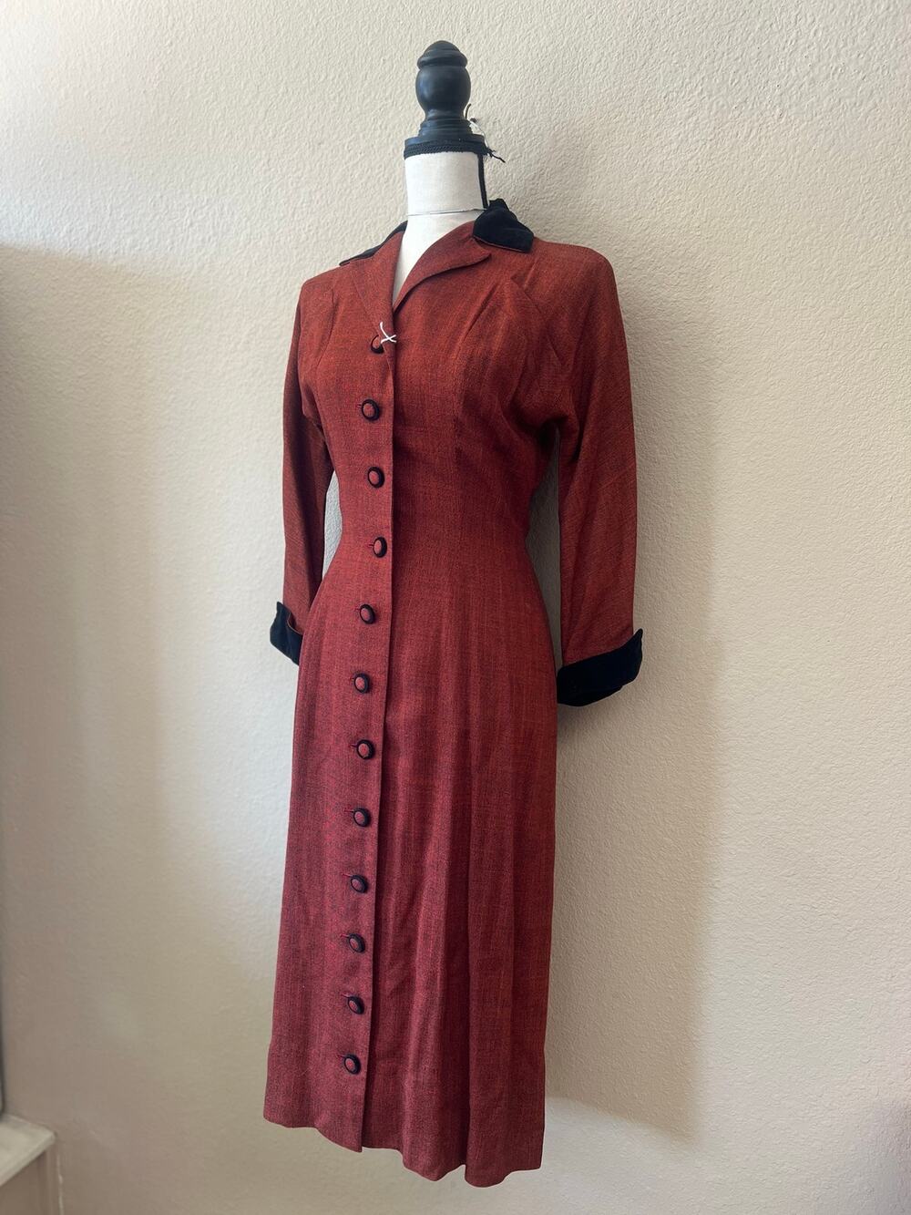 Vintage 50s Paula Brooks Originals long sleeve dress size XS